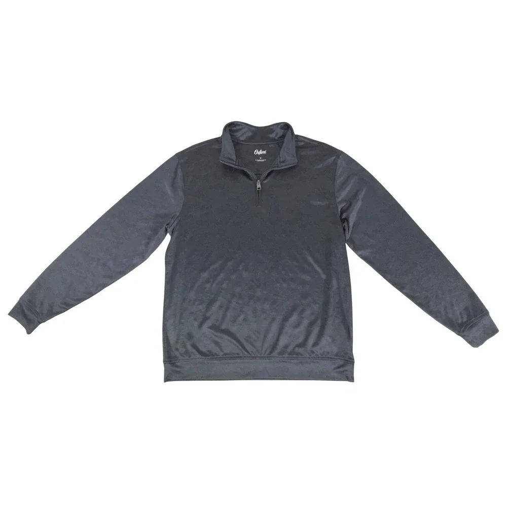 Oxford Mens Black 1/4 Zip Pullover Size Medium Subtle Camo Textured Performance‎